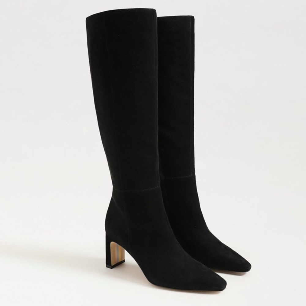Sam Edelman Classic Black Knee-High Heeled Boots